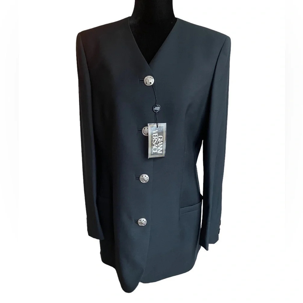 NWT Vintage GIANNI VERSACE Wool Blazer Big Silver Medusa Buttons